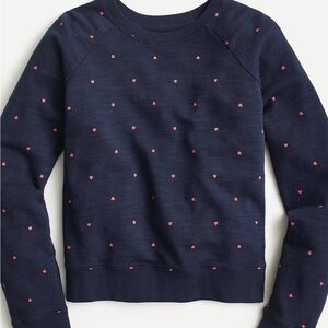 Vintage J. Crew Fleece: Navy Sweatshirt with Red Heart Pattern Size Large